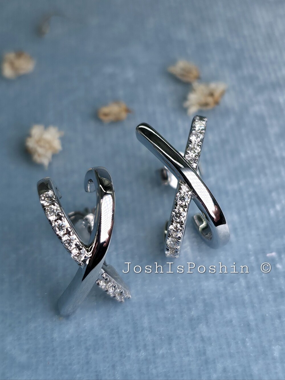 Moissanite Criss-Cross X Earrings In Sterling Silver